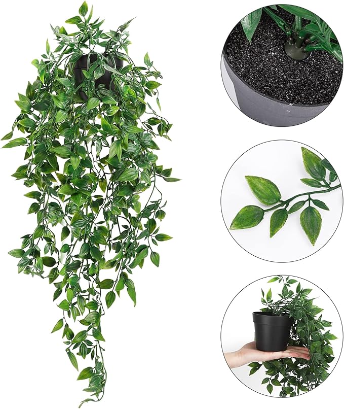 Whonline 2pcs Fake Hanging Plants, Artificial Potted Plants - Image 4