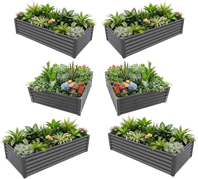 A ANLEOLIFE Set of 6, 18 Inch Tall Quartz Grey Raised Garden Beds Kit, by AAnleolife