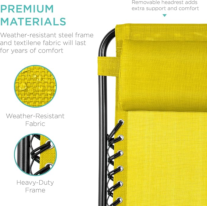 Best Choice Products Set of 2 Adjustable Steel Mesh Zero Gravity Lounge Chair - Image 7