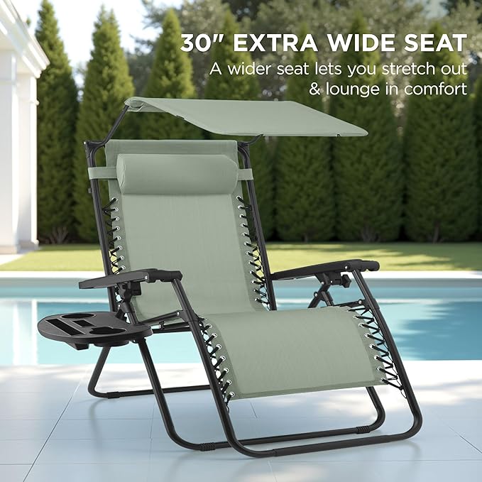 Best Choice Products 30” Wide Folding Zero Gravity Outdoor Recliner Patio - Image 3