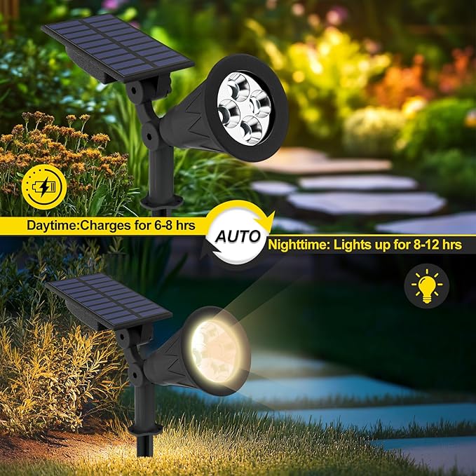 T-SUN Solar Spotlights, Christmas Solar Lights Outdoor, Auto-ON/Off 180°Angle - Image 4