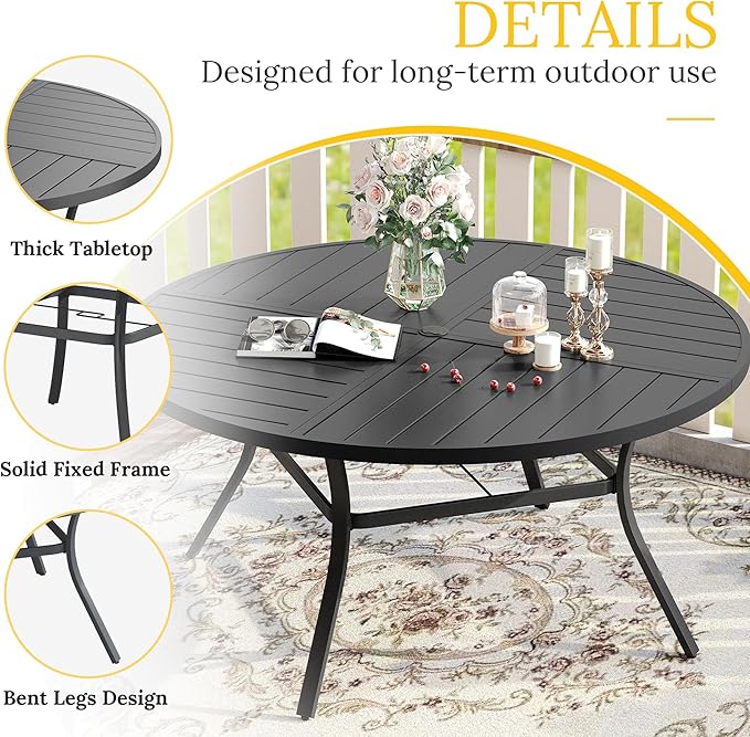 VICLLAX Round Patio Table with Adjustable Umbrella Hole - Image 4
