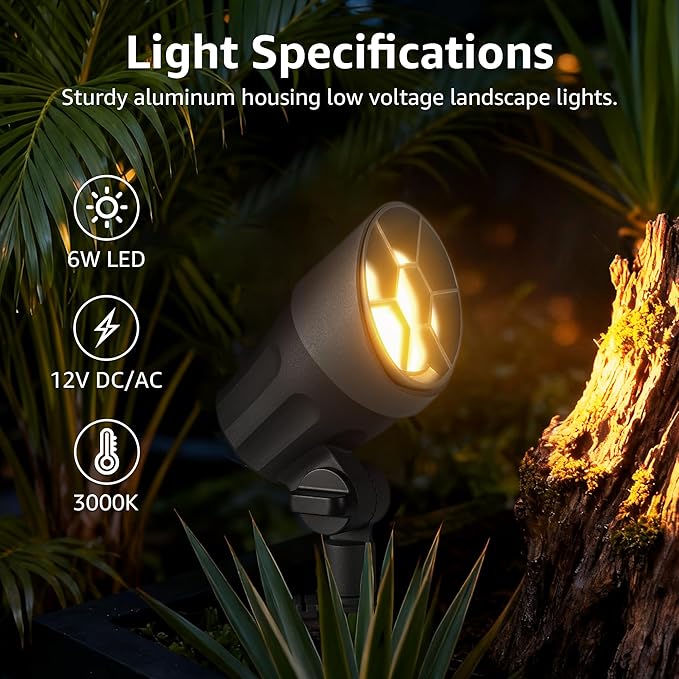 SUNVIE All-in-One Low Voltage Landscape Lighting Kit, 6W Landscape Lights Wired - Image 2