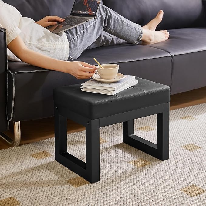 IBUYKE 16 Inch Small Foot Stool Ottoman, Rectangle PU Faux Leather Foot Rest - Image 7
