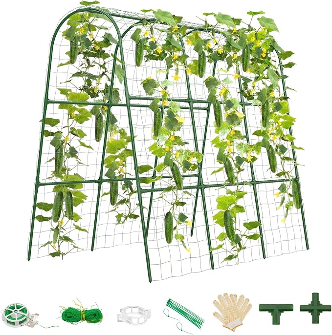 Cucumber Trellis for Raised Bed, U-Shape Garden Trellis for Climbing Plants by TOCCYARD