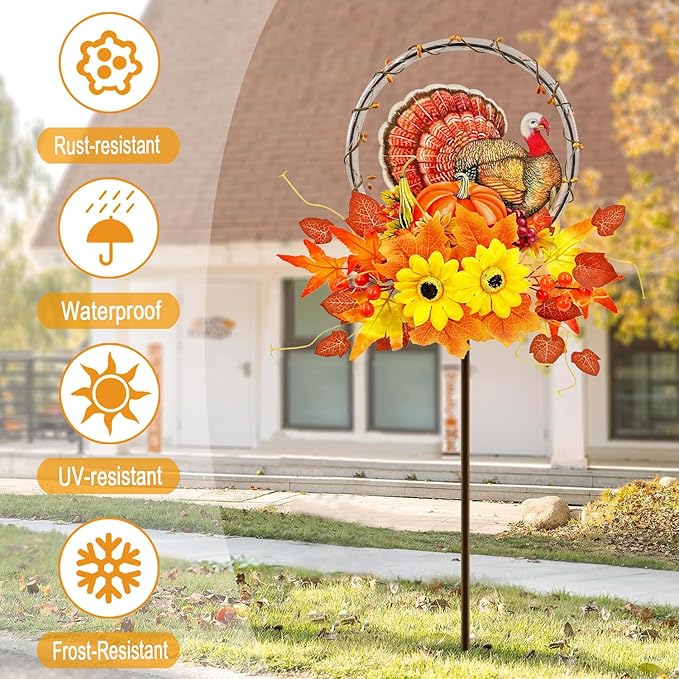 Solar Thanksgiving Turkey Outdoor Decor - Image 2