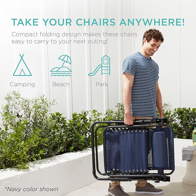 Best Choice Products Set of 2 Adjustable Steel Mesh Zero Gravity Lounge Chair - Image 4