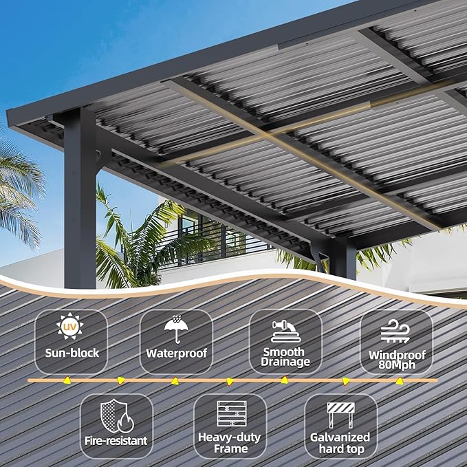 AECOJOY 8' x 16' Outdoor Hardtop Metal Gazebo - Image 3