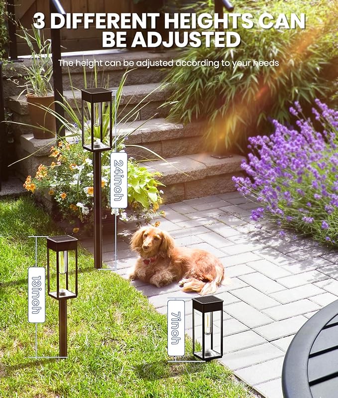 Solar Pathway Lights Outdoor, 2 Pack Solar Garden Lights IP65 Waterproof - Image 6