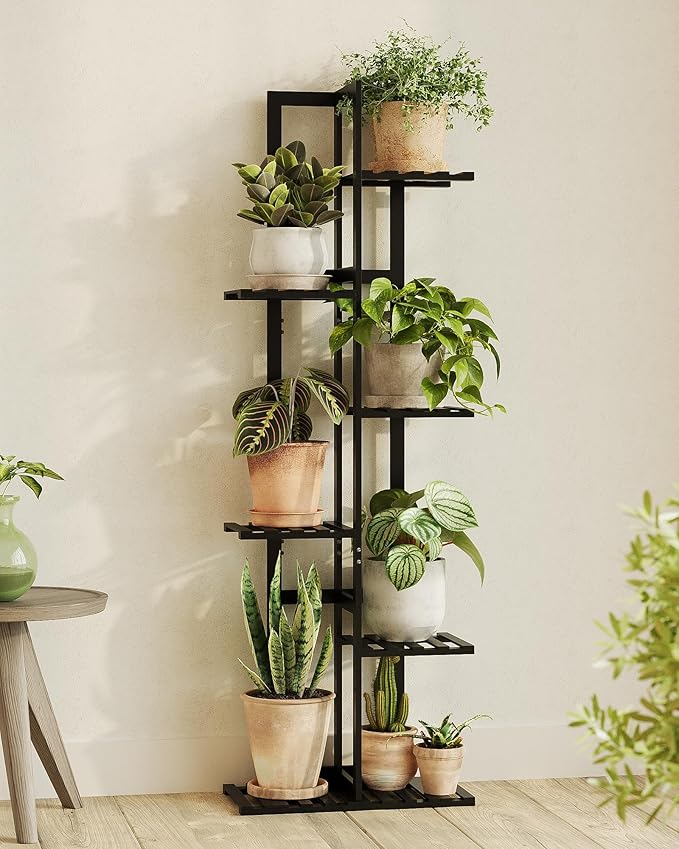 Bamworld Bamboo Plant Stand Indoor 6 Tiered Plant Shelf Outdoor Corner Plant by Bamworld
