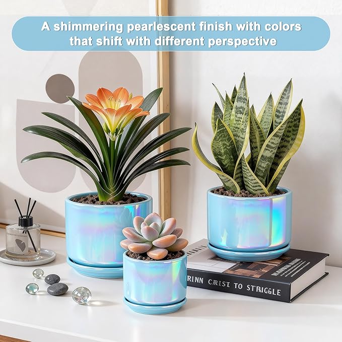 EFISPSS Ceramic Planter 4+5+6 Inch Ceramic Flower pots - Image 2
