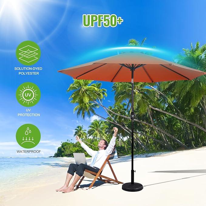 Backyard Expressions 9 ft. Patio Umbrella, Market Table Umbrella w/Tilt and - Image 4
