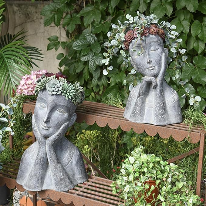 Newman House Studio Succulents Face Planters Pots Head - Image 8
