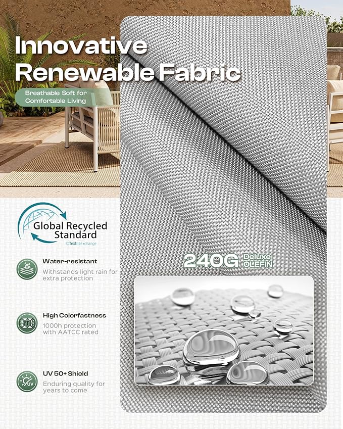 Aluminum Outdoor Sofa Armchair, HDPE Rope Patio Couch - Image 5