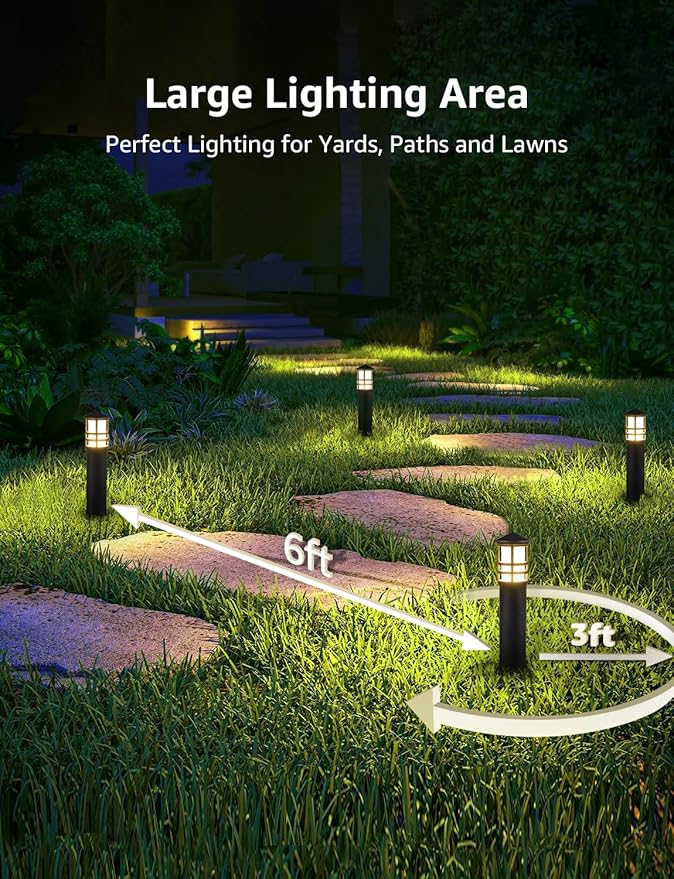 SUNVIE 4-Pack Low Voltage Pathway Lights 3W 3000K 12-24V LED Landscape Bollard - Image 3