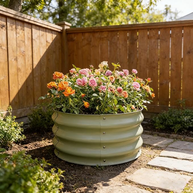 GARDMAX 2x2x1FT Galvanized Round Raised Garden Bed Kit, Metal Planter Boxes - Image 7