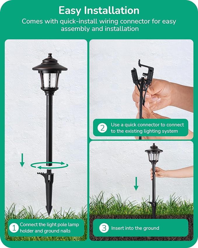 EDISHINE Low Voltage Landscape Lights, 12V 3W 120LM 3000K Seed Glass Outdoor - Image 5