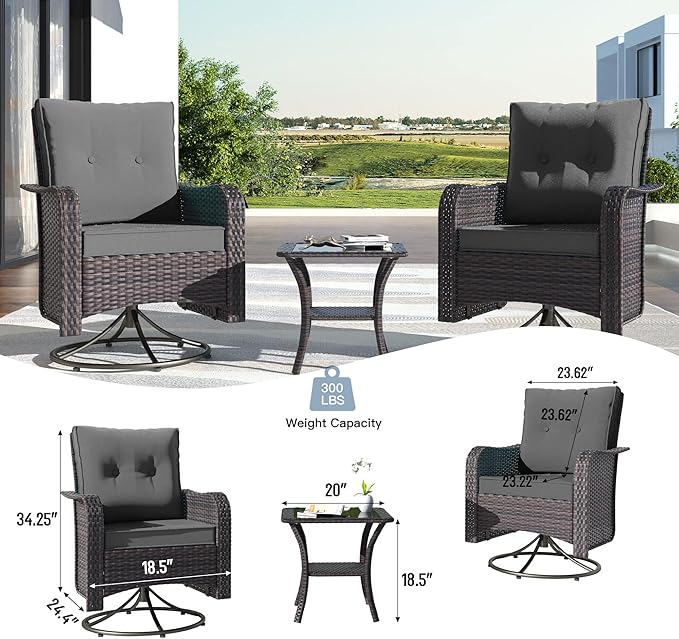 Kullavik 13 Pieces Outdoor Patio Furniture Set, PE Wicker Rattan Sectional Sofa - Image 9