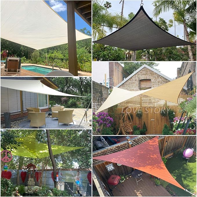 LOVE STORY 20' x 20' x 20' Triangle Turquoise Blue Sun Shade Sail Canopy UV - Image 7