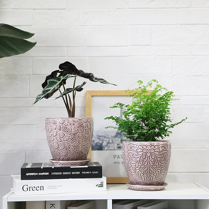 6 Inch Retro Ceramic Planter Set of 2 - Image 3