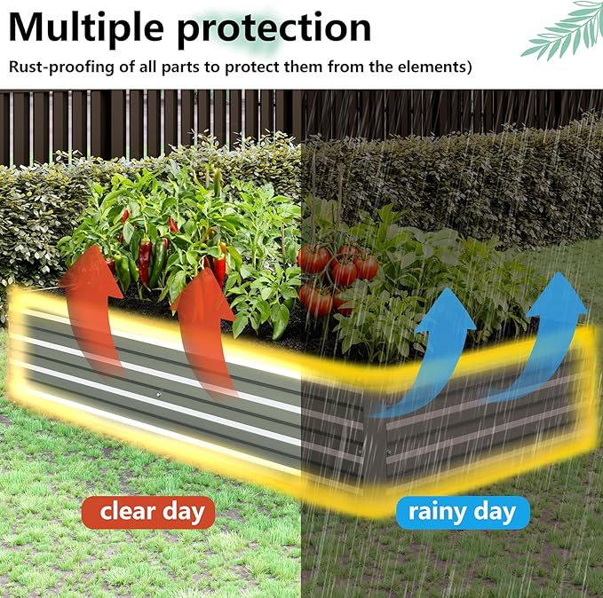 Vengarus 8x2x1FT Galvanized Raised Garden Bed-Outdoor Planter Box - Image 6
