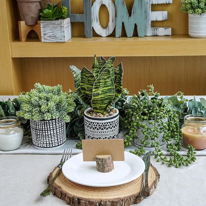 Winlyn 3 Pcs Small Potted Plants Artificial Succulents Hanging Plants and Faux - Image 3