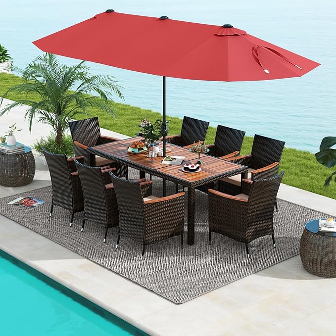 Tangkula 11 Piece Rattan Outdoor Dining Set - Image 8