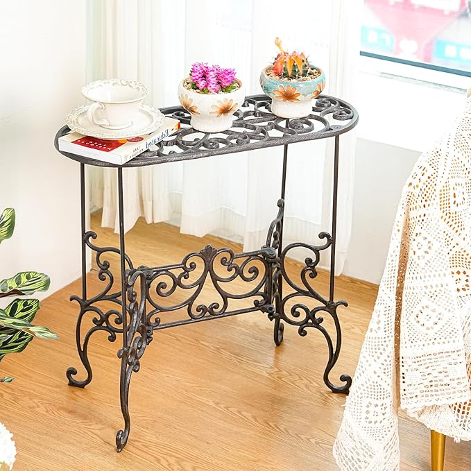Sungmor Heavy Duty Cast Iron Potted Plant Stand Garden Table - Image 6