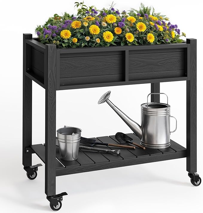 YITAHOME Raised Garden Bed, HIPS Poly Wood Elevated Planter Box by YITAHOME