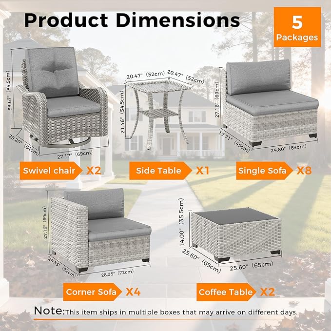 14-Seat Modern Patio Furniture Set - Image 3