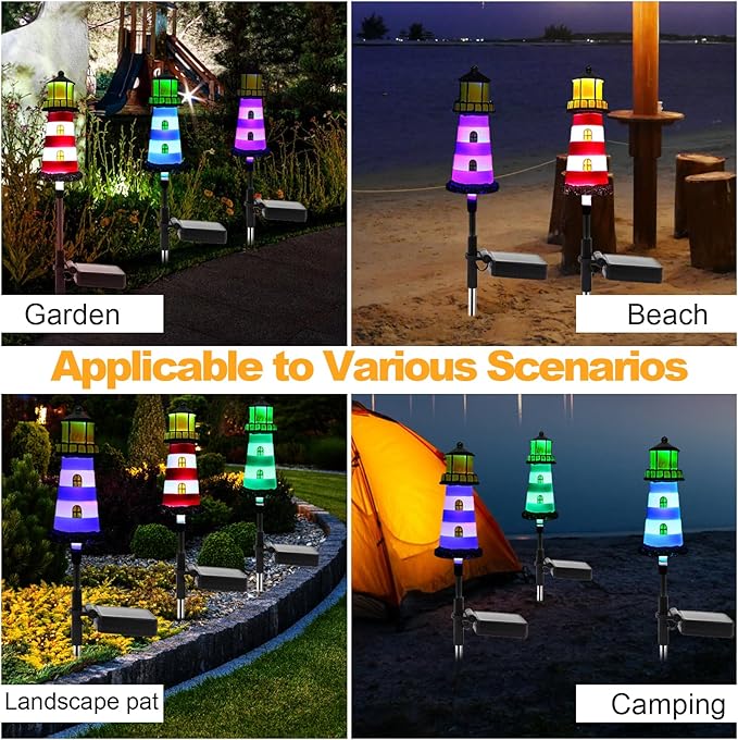 Solar Powered Waterproof Garden Lights 4 Pack – Lighthouse Design - Image 7