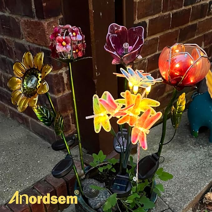 Anordsem Solar Garden Lights Outdoor: 8 Removable Fiber Optic Fabric - Image 2