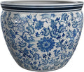 Red Lantern 16" Floral Blue & White Porcelain Fishbowl Planter by RedLantern