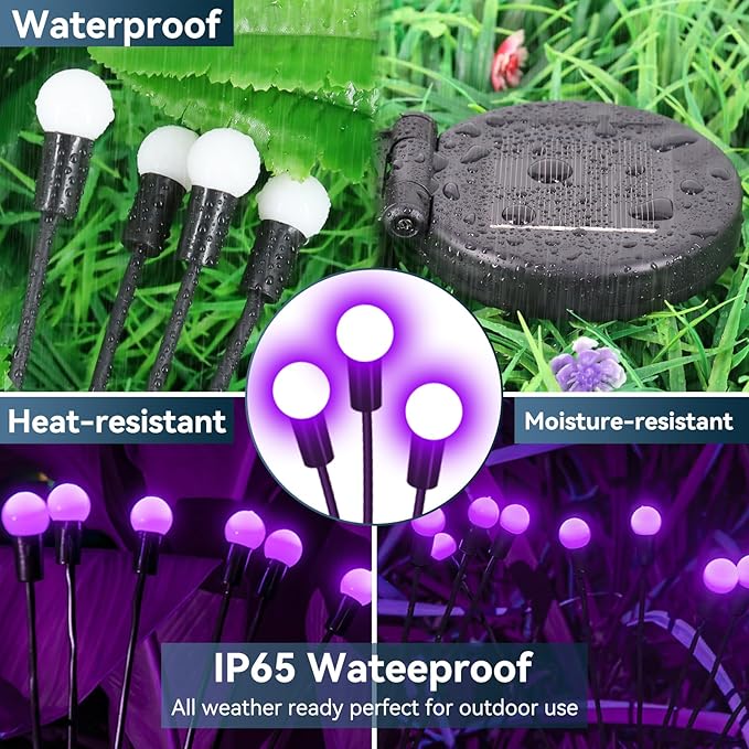 Solar Garden Lights Outdoor Waterproof, 4 Pack 32 LED Swaying Light Firefly - Image 4
