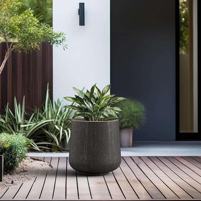 Kante 11.6" Dia Round Concrete Planter, Outdoor Indoor Large Plant Pots - Image 3