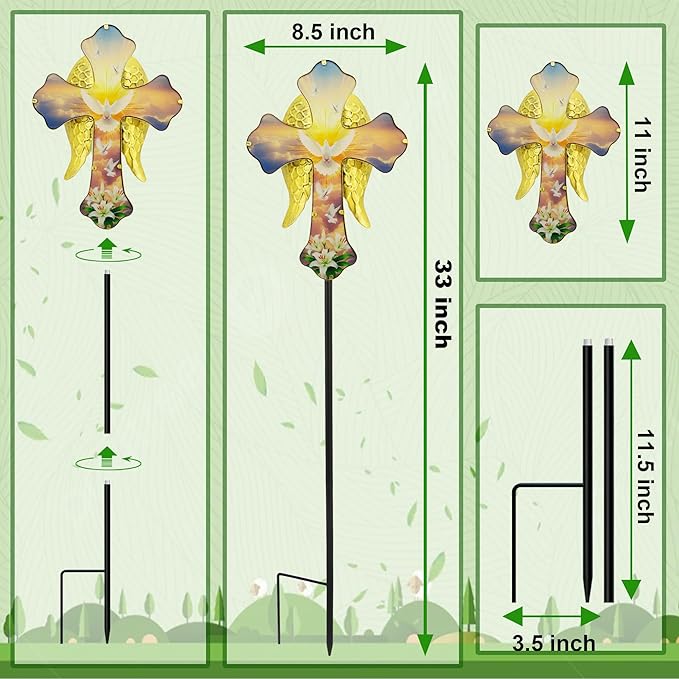 Solar White Dove Cross Garden lamp - Image 2