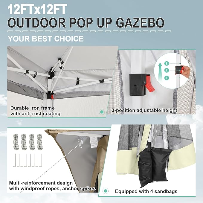 COBIZI 12x12 Pop up Gazebo on Clearance - Image 3