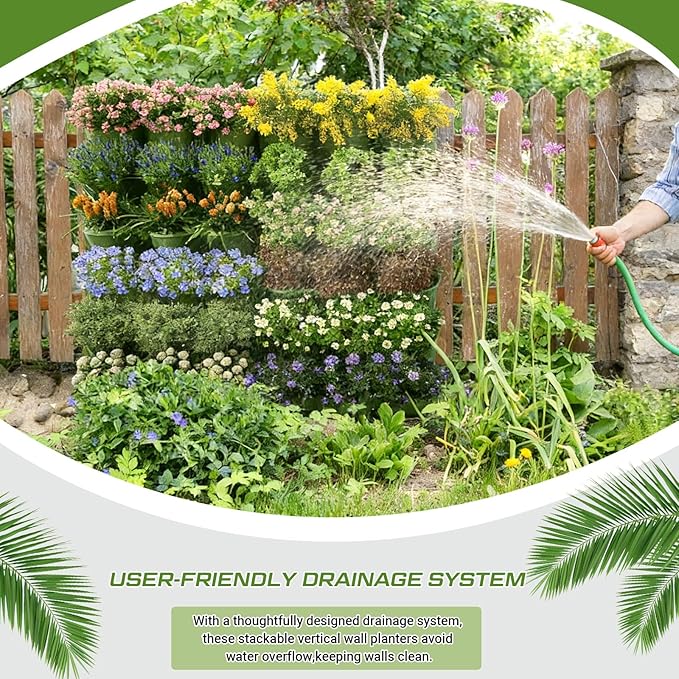 30 Set 60 Pocket Vertical Stackable Wall Planters Kit Outdoor Self Watering - Image 8