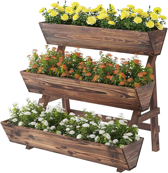3-Tiers Wooden Raised Garden BedPlanter Box Gardening Outdoor Planter Box Patio by Dawnyard