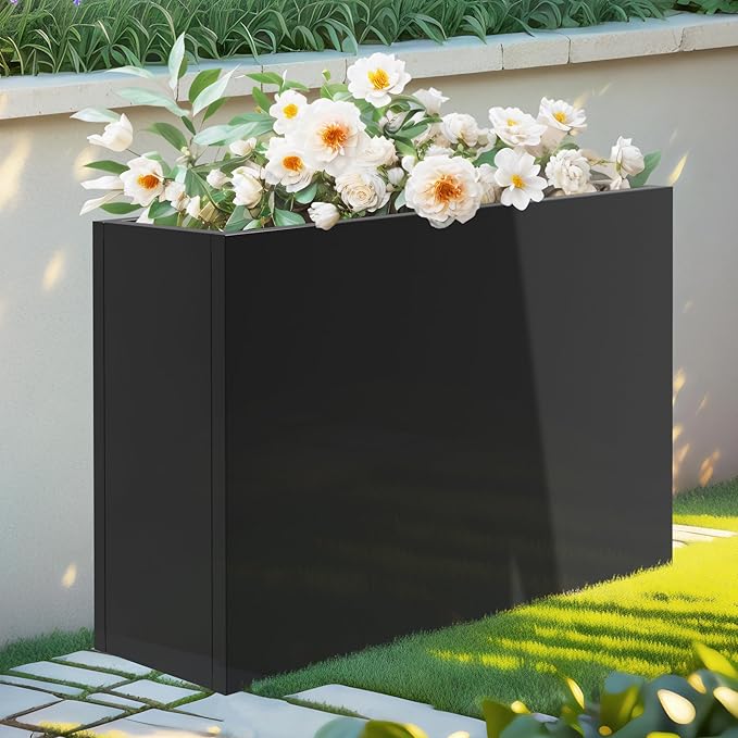 Metal Planter Box 36” x 12” x 24”, Heavy Duty Tall Rectangle Planter Box by Toriexon