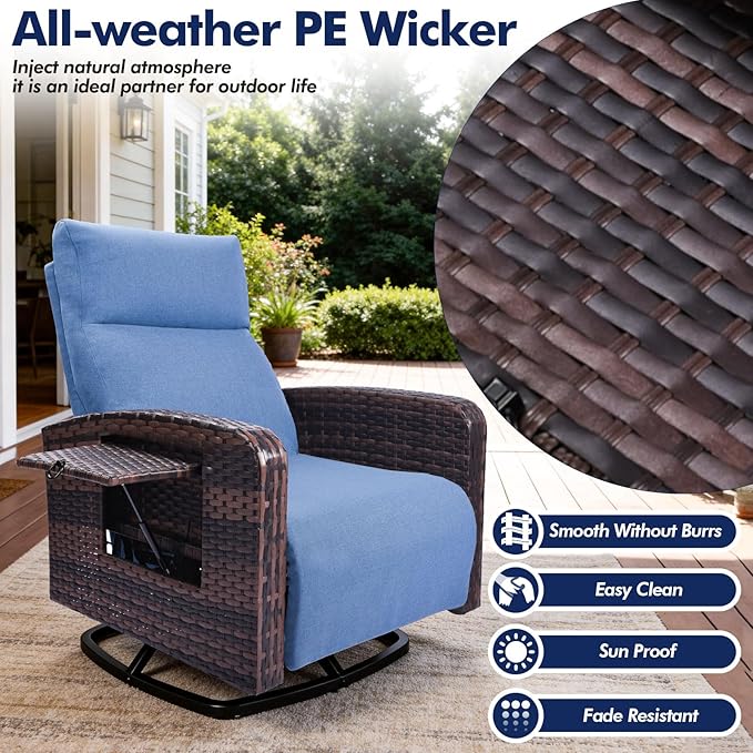Outdoor Recliner Chair, Wicker Patio Recliners - Image 5