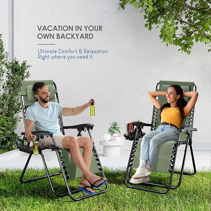 Nestl Zero Gravity Chairs Set of 2, Patio Lounge Chair Outdoor - Image 9