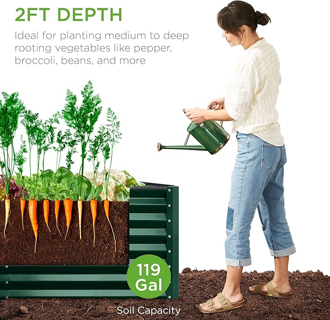 Best Choice Products 4x2x2ft Outdoor Metal Raised Garden Bed, Deep Root Box - Image 4