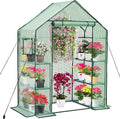 Walk-in Greenhouse for Outdoors w/ Mesh Side Windows, 3 Tiers 6 Shelves PE by Purlyugreenhouse