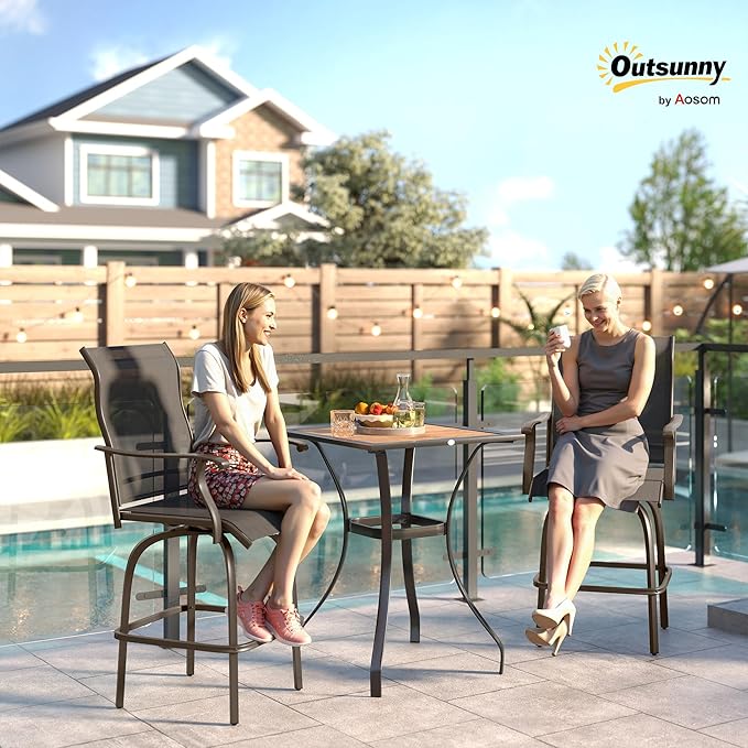 Outsunny Set of 2 Outdoor Swivel Bar Stools - Image 2