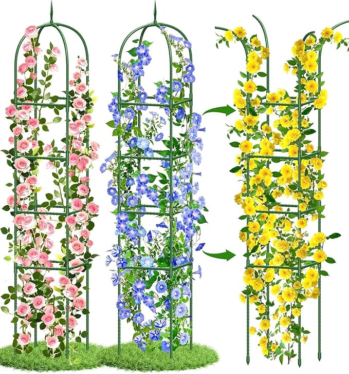 Garden Obelisk Trellis for Climbing Plants, 6FT Garden Obelisk Rustproof PE by GrowYourGreenParadise