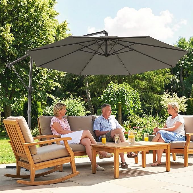 Outsunny 10 ft Offset Patio Umbrella - Image 9