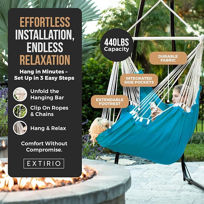 Hanging Hammock Chair Swing – Hanging Chair Outdoor & Indoor - Image 4