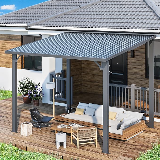AECOJOY 10'x8' Pergola Hardtop Outdoor Gazebo - Image 3