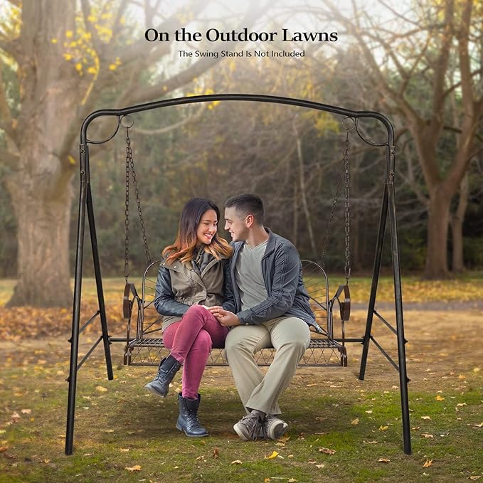 VINGLI Upgraded Metal Patio Porch Swing, 660 LBS Weight Capacity Steel Porch - Image 8